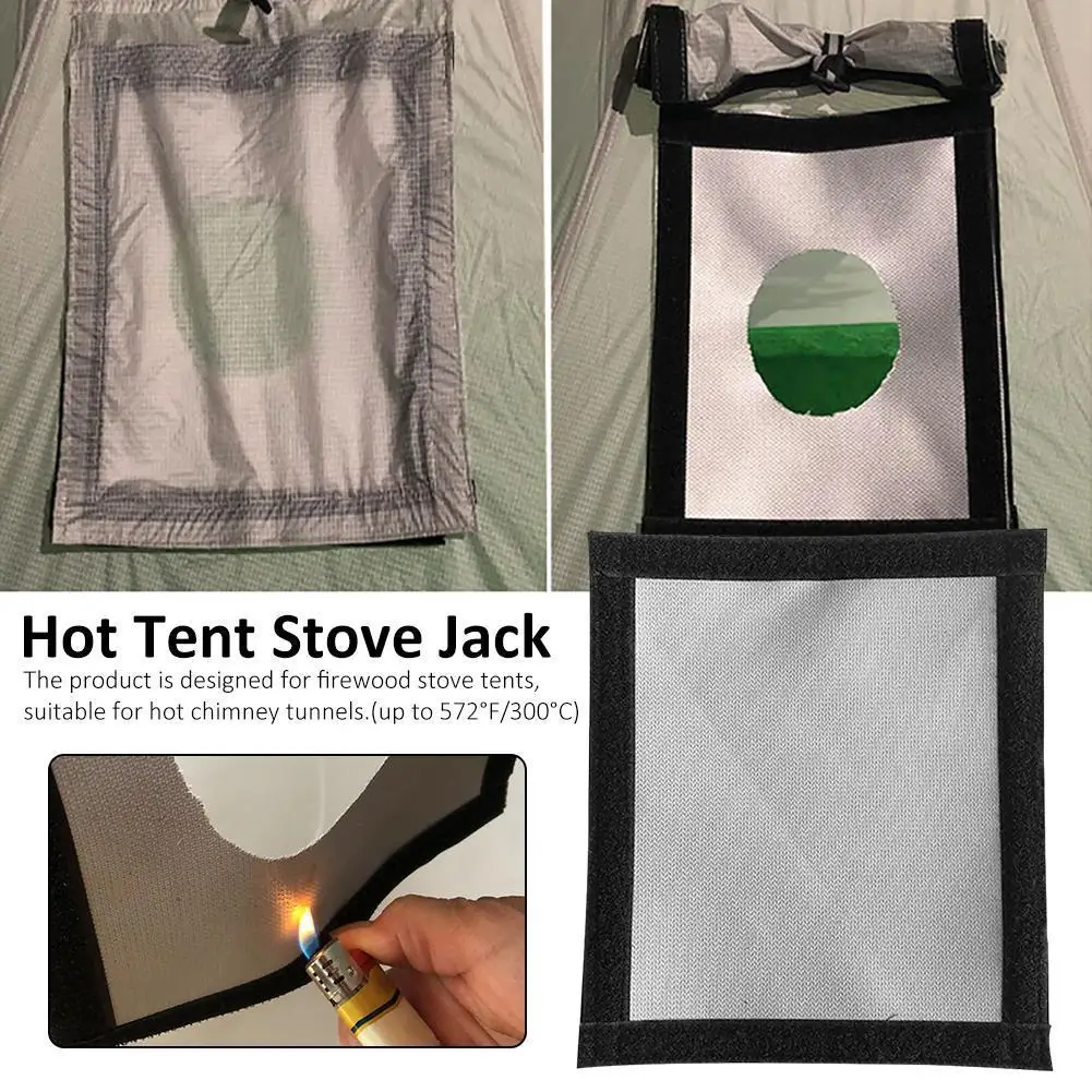 DIY Hot Tent Stove Jack Flame-Retardant Stove Jack Kit Tent Chimney Furnace Pipe Window Fireproof Pad for Firewood Stove Tents