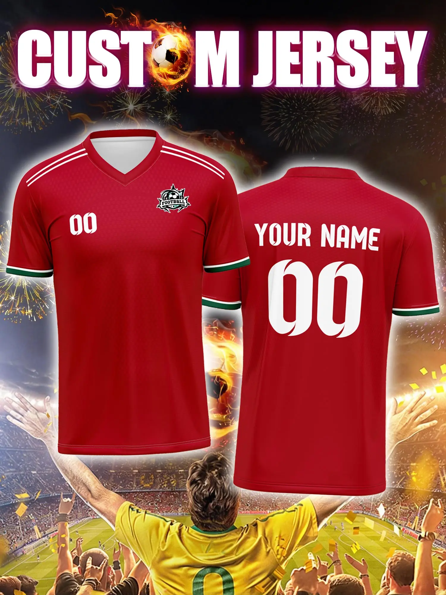 

Новая спортивная футболка с V-образным вырезом 2026 года – с возможностью нанесения имени и номера, быстросохнущая, дышащая, удобная, для повседневной носки, спортзала, бега