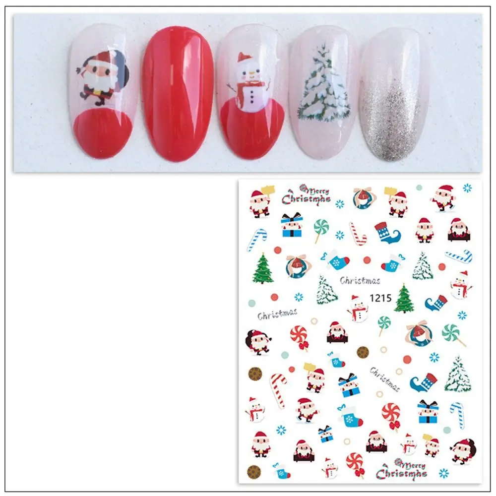 Diseño de uñas de Papá Noel, árbol de Navidad, salón de uñas, calcomanías de Año Nuevo, láminas para manicura, decoración de uñas, pegatinas navideñas para decoración de uñas