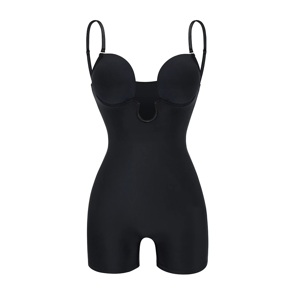 Shaper de corpo inteiro feminino, bodysuit em forma de U, controle abdominal, bainha emagrecedora, levantador de bumbum, push up, coxa mais magra, espartilho abdominal