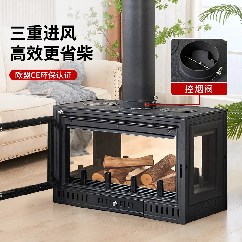 Wood-burning real fire fireplace Wood-burning heating Rural fireplace Real fire Firewood cast iron fireplace