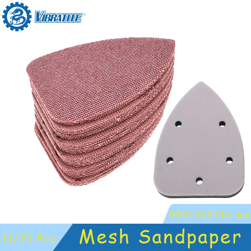 Mesh Sandpaper 98X140X140 mm 11/21 Pcs 977A+ Hook and Loop Assorted 60-1000 Grits for Polishing and Sanding Car Body Wood Metal