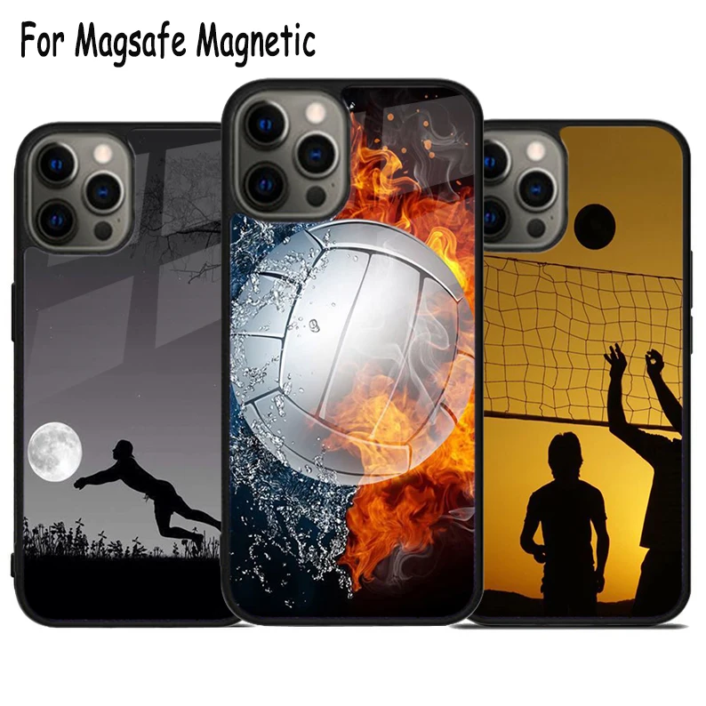 Play Volleyball Ball Wireless Charge Magsafe Phone Case For iPhone 15 16 14 13 11 12 Pro Max Plus Magnetic Bumper Cover