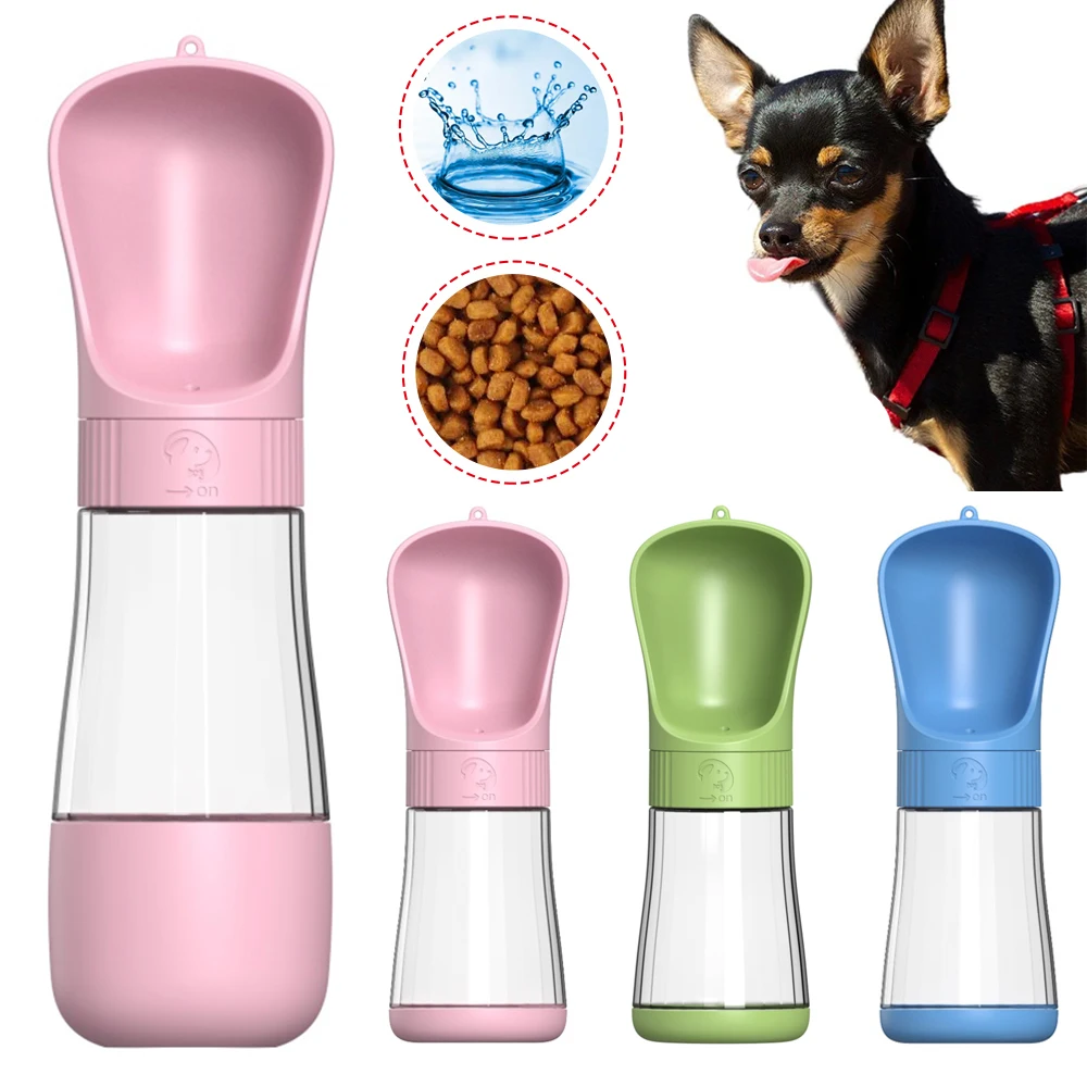 Botella de agua portátil 2 en 1 para perros pequeños y grandes, cuencos para caminar al aire libre, alimentador para mascotas, suministros para cachorros y Chihuahua