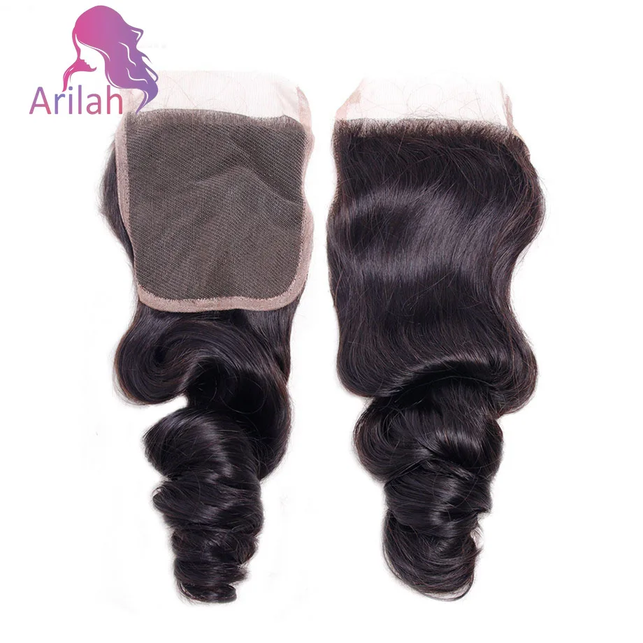 4x4 5x5 루즈 웨이브 레이스 클로저 인모 투명 레이스 프리 플러킹 프리 파트 100% 브라질리언 버진 인모 풀 엔드