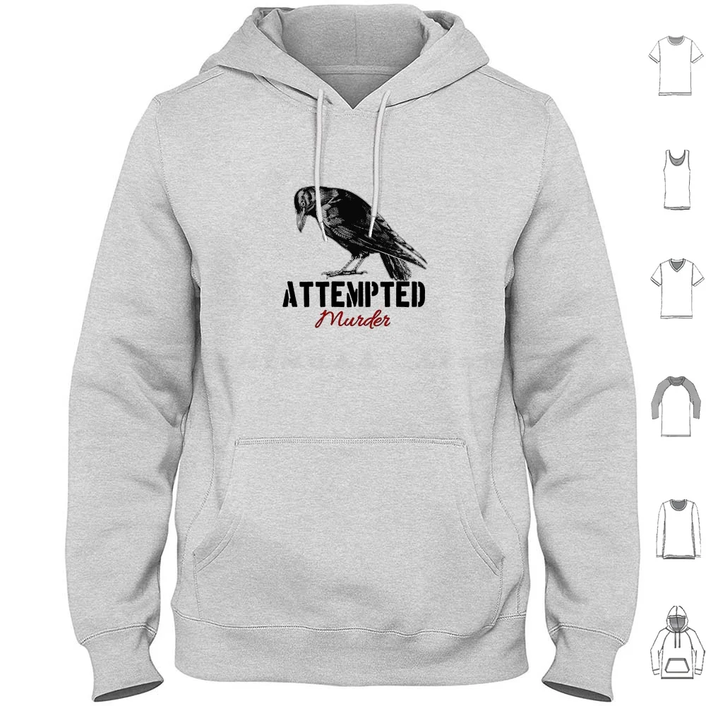 

Attempted Murder ( White Design ) Essential Hoodies Long Sleeve Attempted Murder Murder Crows Crow Birds