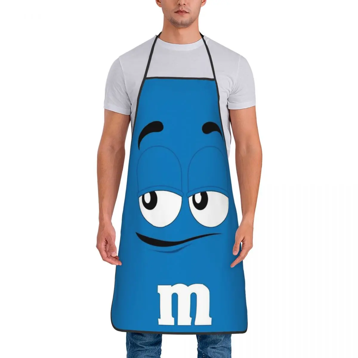 Unisex Fashion Blue Face Bib Apron Adult Women Men Chef Cuisine for Cooking Kitchen Baking M Chocolate Painting