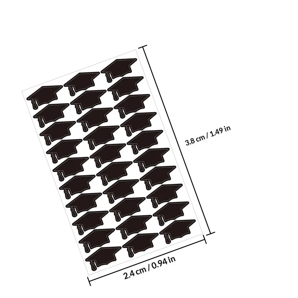 6Sheets Graduation Doctoral Hat Stickers Self-Adhesive Sealing Labels for Gift Boxes Envelopes Cards Party Decoration DIY