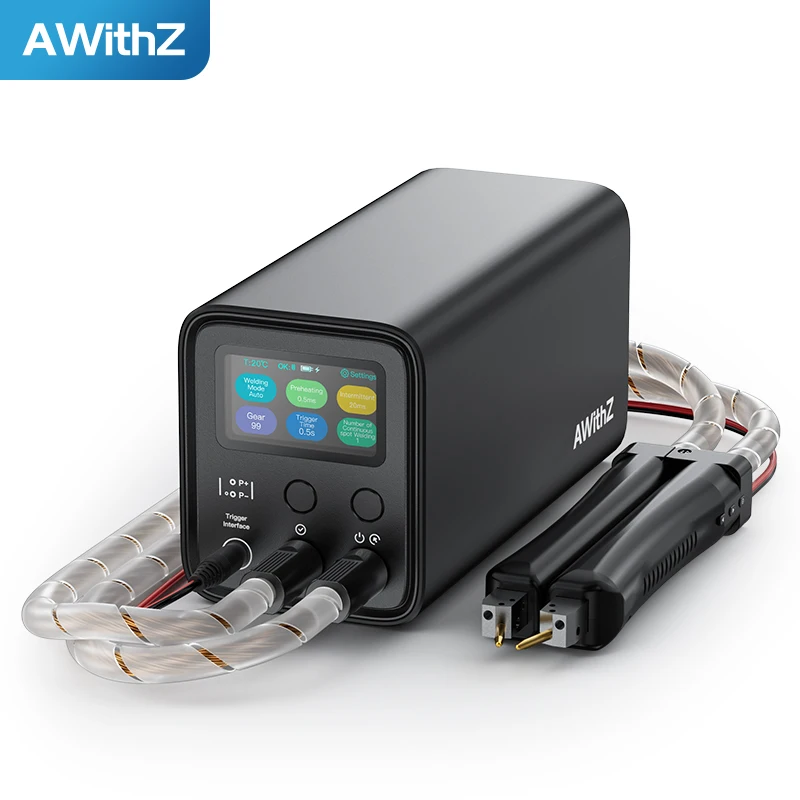 AWithZ UF20B バッテリースポット溶接機キット WP240 ペン 0.4mm ニッケルストリップ 10500W 99段階出力調整 安全チップ＆温度制御付き
