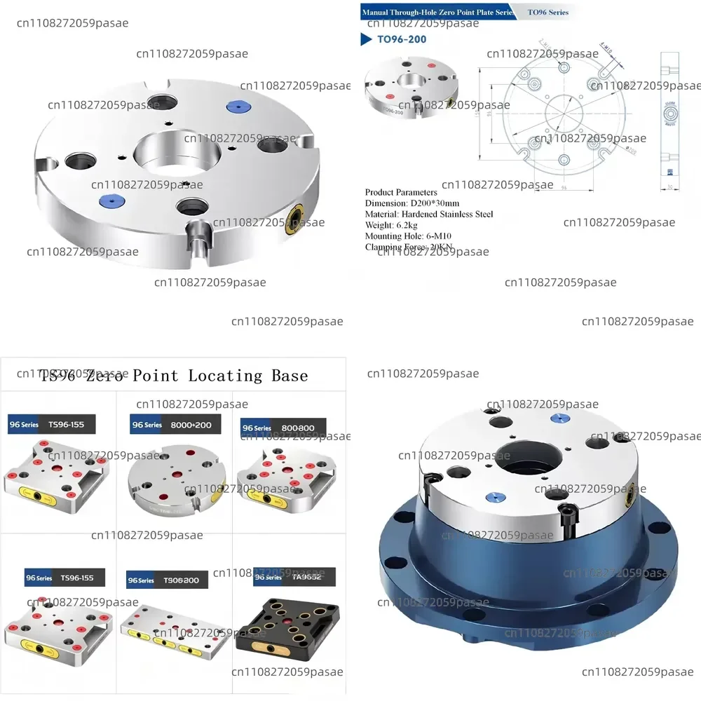 TO96-200 Round, Heavy-Duty Zero-Point CNC Mounting Base, Suitable for 5-axis Vise Workpiece Clamping and CNC Machining