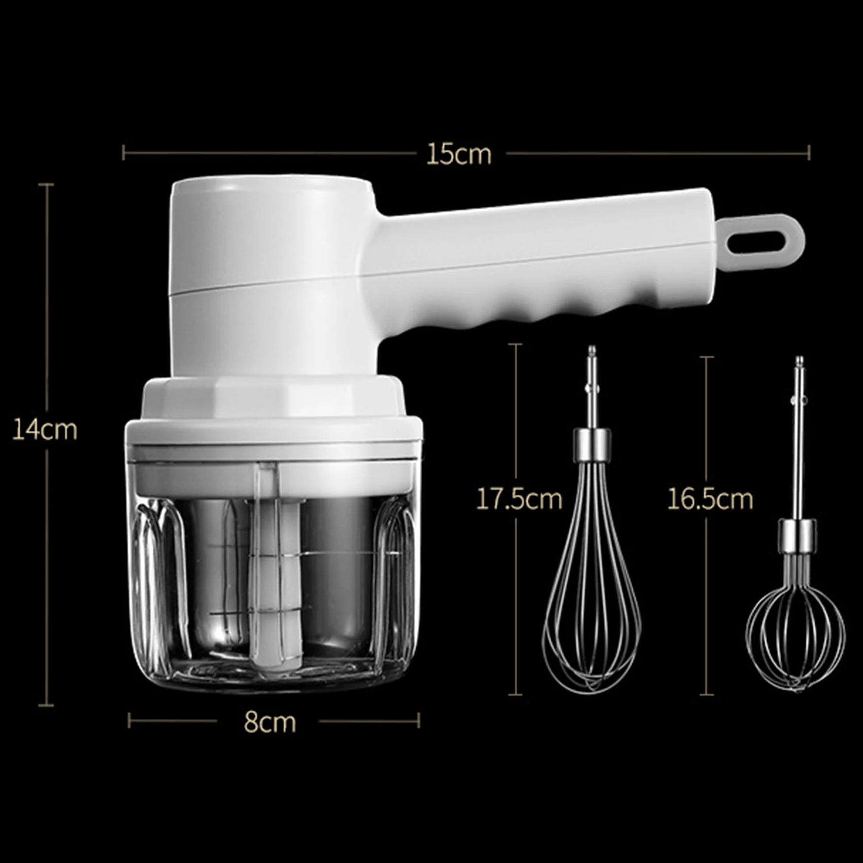 3In1 Electric Blender Wireless Food Cream Mixer USB Electric Egg Beater Handheld Garlic Chopper Meat Grinder Pink