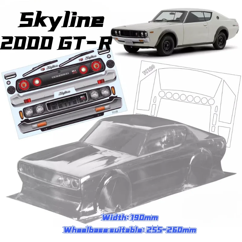 

1/10 RC Skyline 2000 GT JDM PC Shell Корпус прозрачный, ширина 190 мм для 1/10 радиоуправляемого внедорожника 3R HSP Yokomo MST