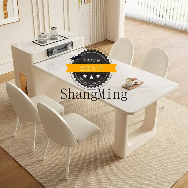 

FG small apartment light luxury household retractable rock slab island integrated dual-purpose tea table