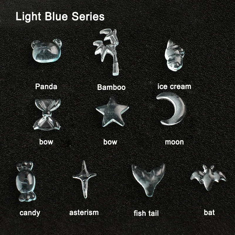 เรซิ่นโปร่งใสสีฟ้าตกแต่งเล็บแบนด้านล่างการ์ตูน Star Moon PANDA อุปกรณ์แต่งเล็บ