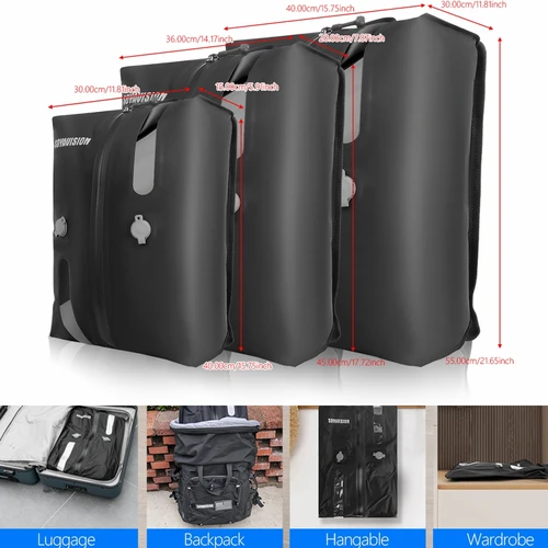 Bolsa de compresión para ropa al vacío para viajes de negocios, bolsa de equipaje de embarque, bolsa de almacenamiento portátil grande de 40cm-45cm