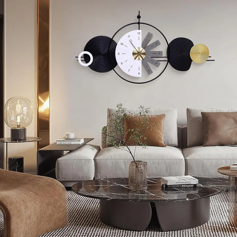 Modern Silent Luxury Wall Clock, 47x24.4in, Stylish Geometric Design for Home, Office, Kitchen