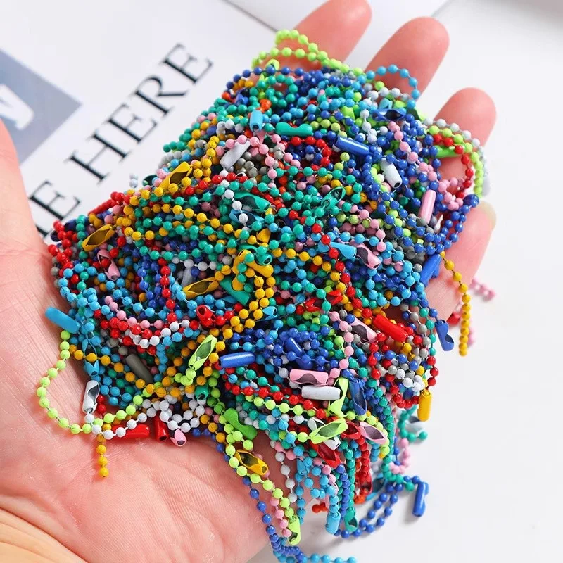 DIY Ball Bead Chains Sliver Colorful Keyrings Dolls Label Hand Tag Connector Making Iron Pendant Jewelry Accessories Keychains