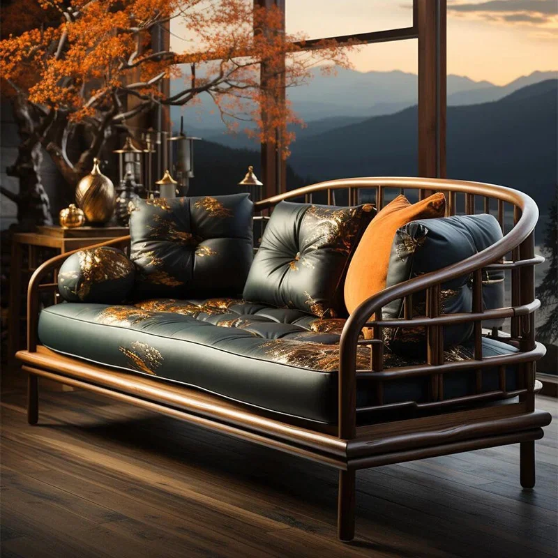 

Диван из массива дерева для гостиной, простой ленивый стул