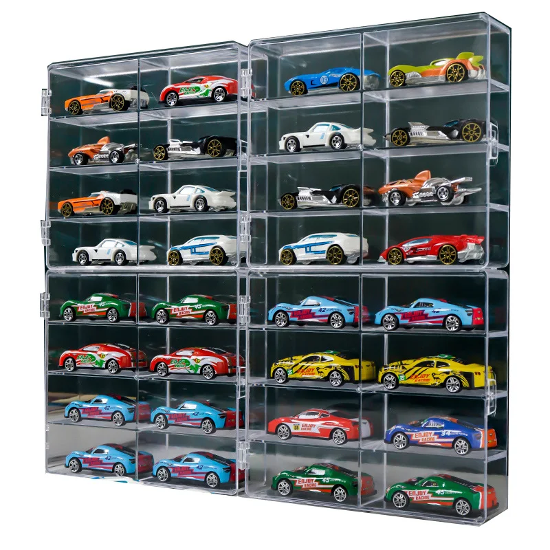 1/32/64 Transparent Acrylic Car Model Display Cabinet 8 Lattice Dustproof Storage Box Hot Wheels Matchbox Toy Storage Box