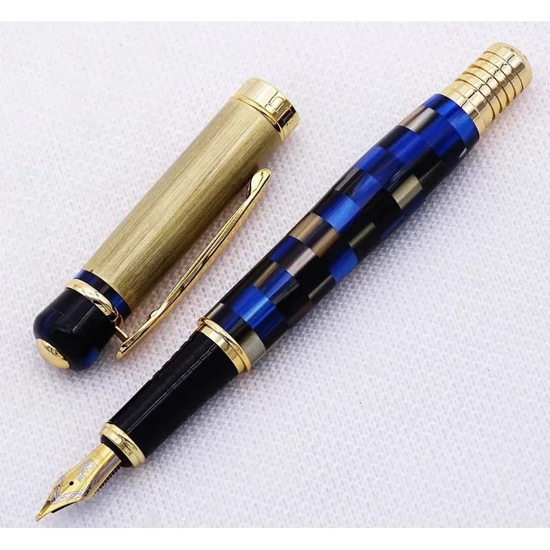 

Новая перьевая ручка Kaigelu 316 / 336 из мраморного целлулоида, с пером 22KGP средней жесткости, красивый узор «Фантом» (черно-белый / синий / коричневый), подарочная.