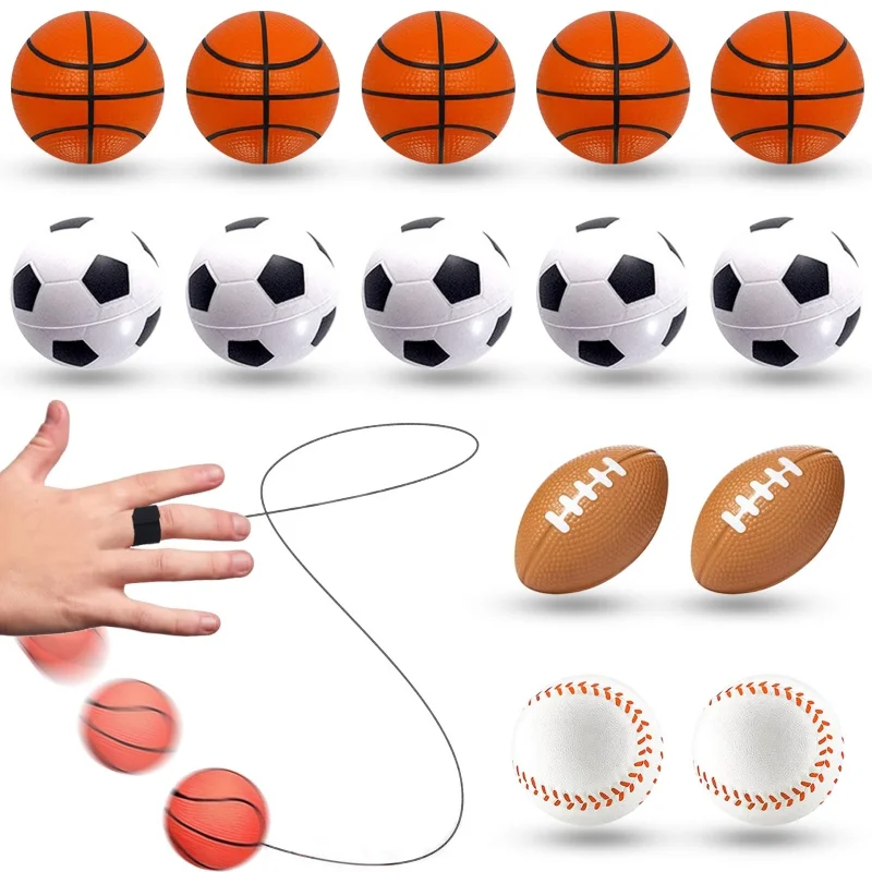 2PCS New Elastic Return Sponge Ball Nylon String Game Exercises Rubber Hand Ball Toys Finger Band Ball Outdoor Yoga Ball