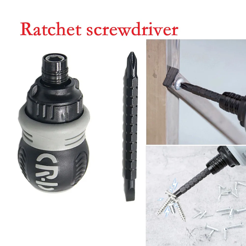 

Dual-Purpose Slotted Cross 2 In1 Ratchet Magnetic Screwdriver With Steel Handle For Home And Workshop Repair Tool Accessories