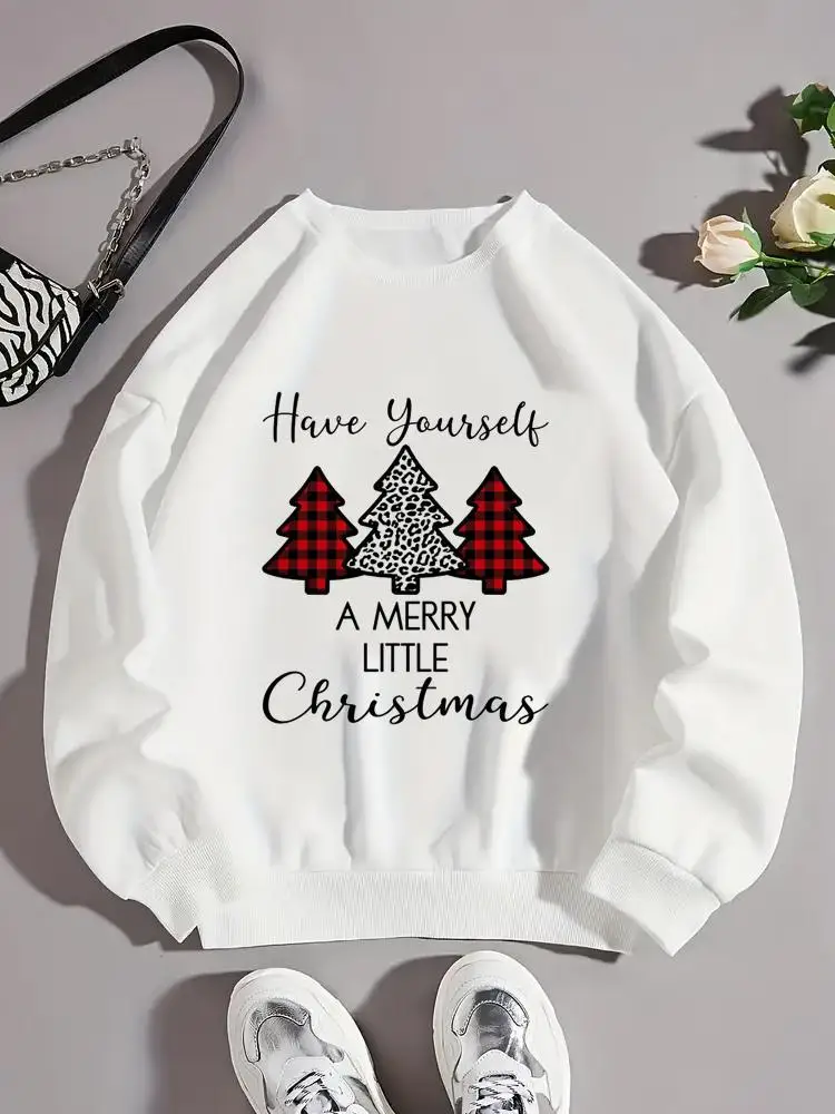 

Plaid Letter 90s Trend Cute Christmas O-neck New Year Fleece Pullovers Fashion Clothing Holiday Female Women Graphic Sweatshirts