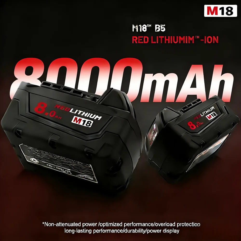 Originální baterie pro Milwaukee M18 6.0/8.0Ah, vyrobeno s vysoce výkonnými články 18650 pro 48-11-1815 2604-202604-22 Všechny nástroje M18 - náhled 3