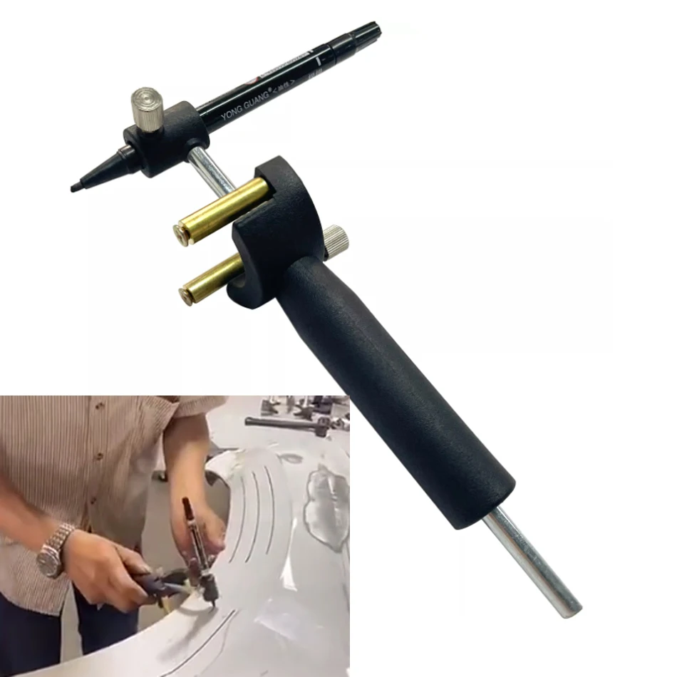 Back Line Drawing Ruler Marking Gauge Automatic Line Scriber Car Dent Repair Dual-purpose Straight Arc Linear Scriber