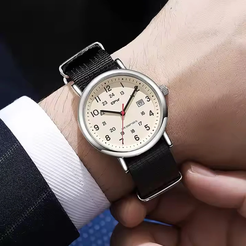 أزياء الرجال الرياضة ووتش قماش التقويم للماء النايلون التناظرية الساعات العسكرية الوقت عارضة ساعة معصم Montre Pour Hommes