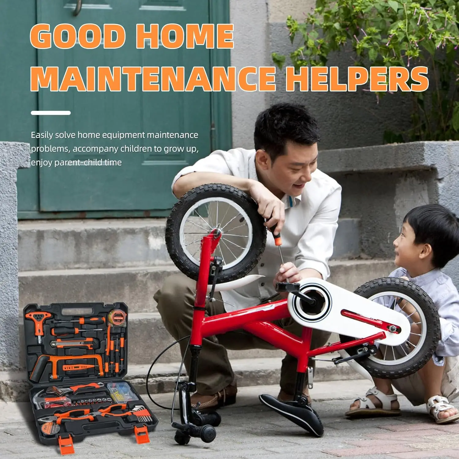 45-Piece Basic Tool Kit with Plastic Case, Ideal for Home Repair, Outdoor, Office & Dorm