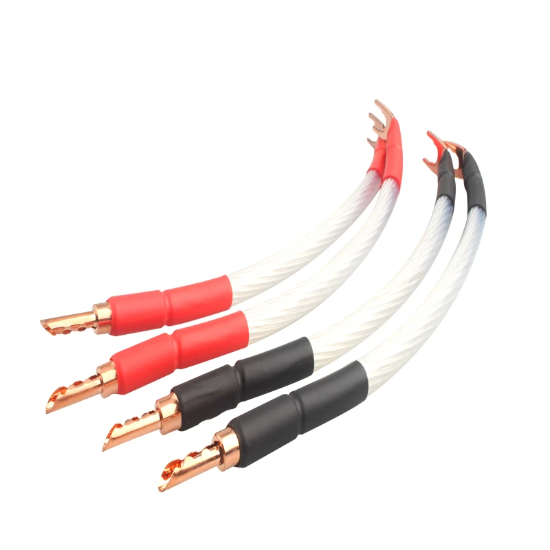 High Quality 4Pcs 5NOCC Silver Plated Speaker  Jumper Bridge Wire Banana / Spade Plugs