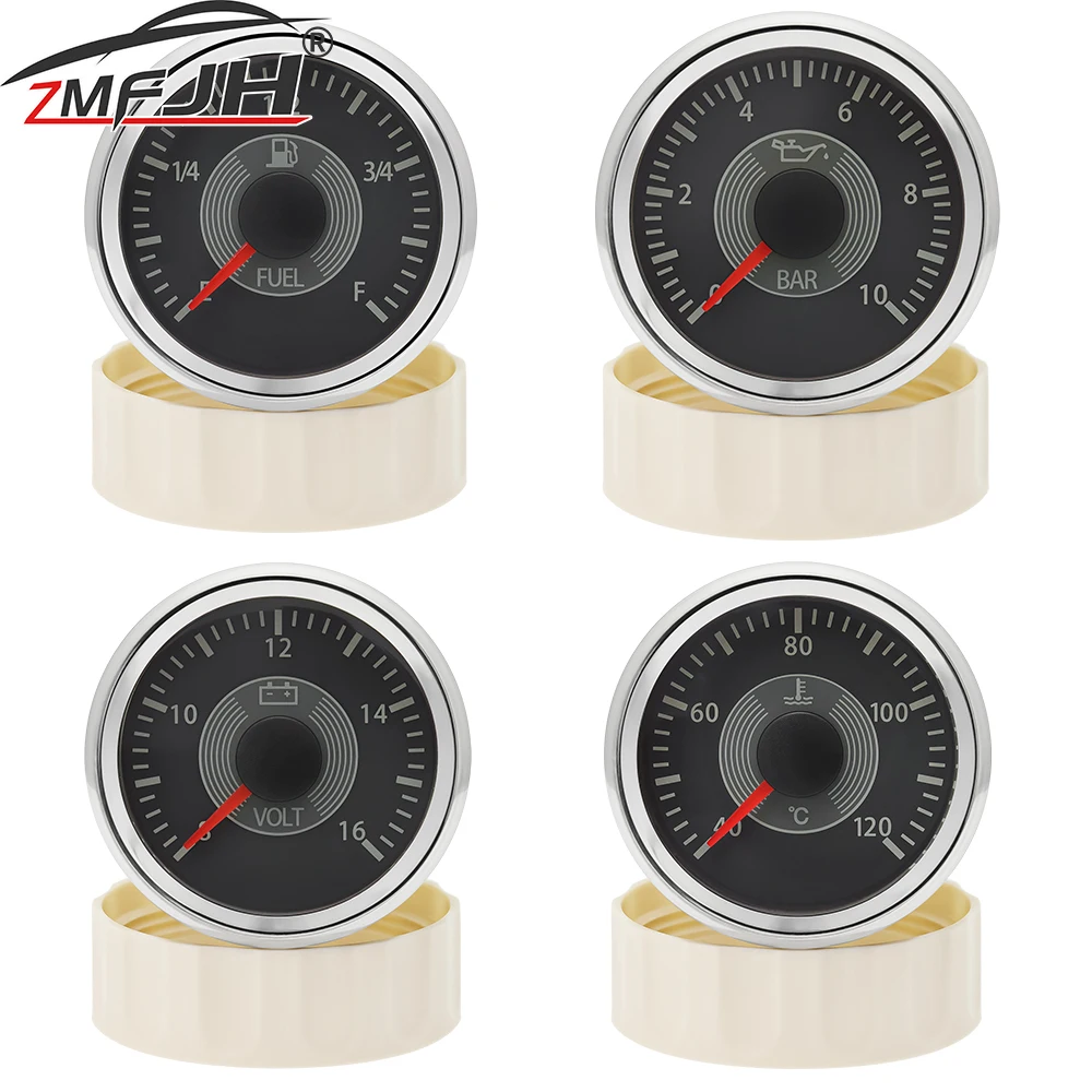 

2" 52mm Fuel Level Gauge Oil Pressure Gauge Water Temp Meter Voltmeter With Red/Yellow Backlight For Car Boat Marine Yacht