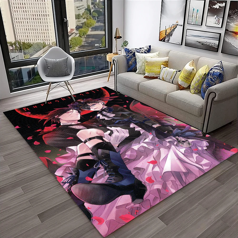 3D Anime Black Butler Cartoon Carpet Rug for Home Living Room Bedroom Sofa Doormat Decor,kids play Area Rug Non-slip Floor Mat