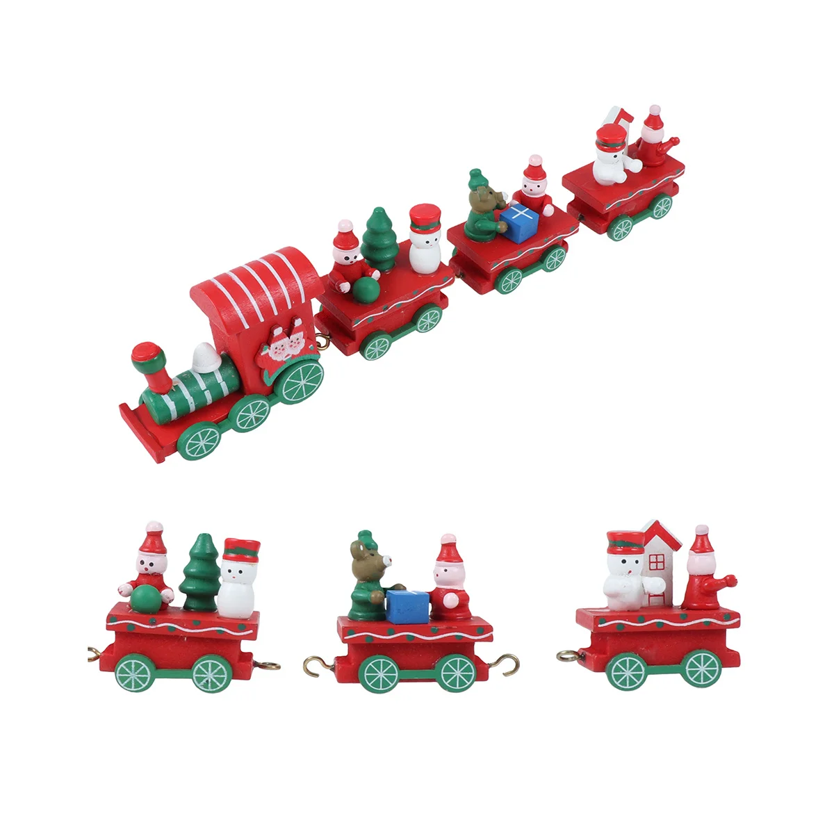 

Wooden Mini Train Christmas Decoration Red Eco-Friendly Gift Party Kindergarten Home Ornament Christmas Ornaments