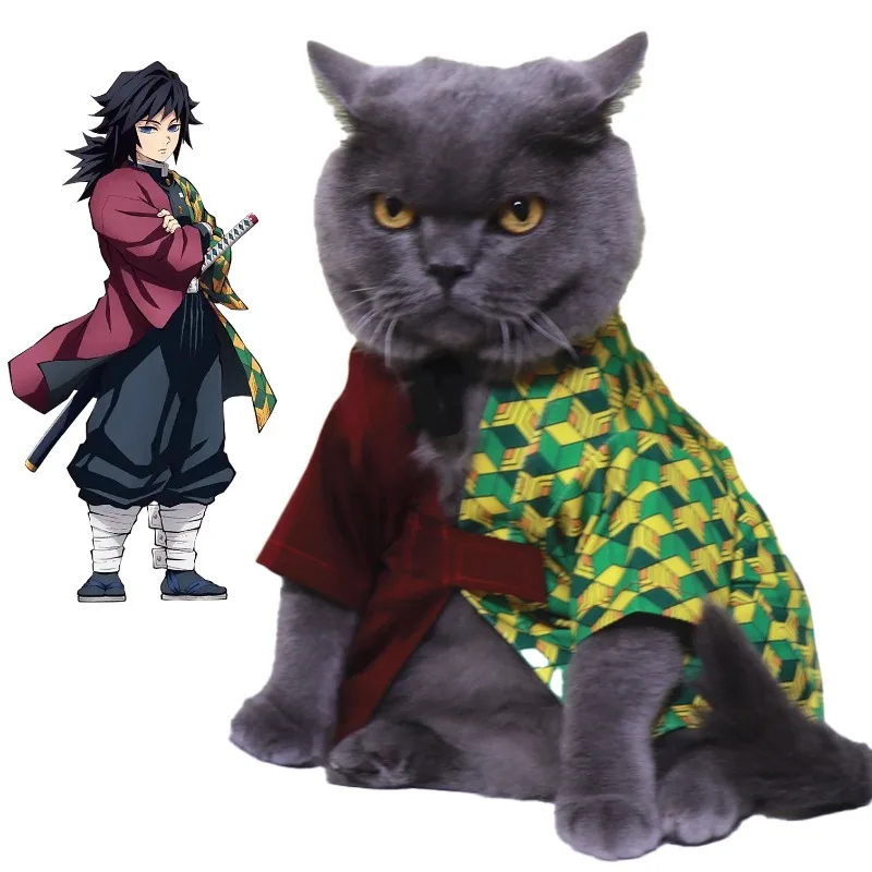 

Tomioka Giyuu Pet Cosplay Clothes Halloween Party Cat Dog Costume Kitten Puppy Cartoon Anime Cape Summer Breathable Pet Costume