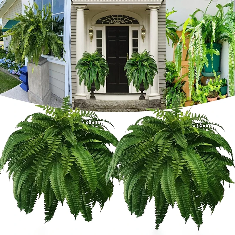 

Lifelike Artificial Boston Fern Fake Plastic Plants Decorations UV Resistant For Outdoor Home Kitchen Decor Garden Decoration