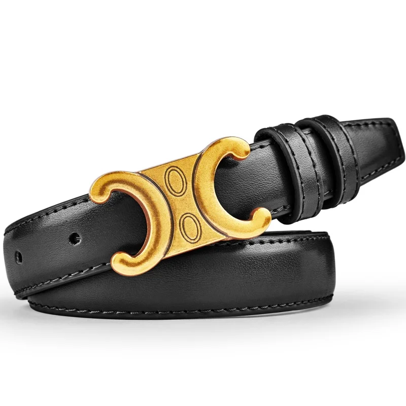 

Women's Belt Fashion Pin Buckle Thin Belt Genuine Luxury Soft Belt Women Pants Jeans Windproof Belt Genuine Leather Belt