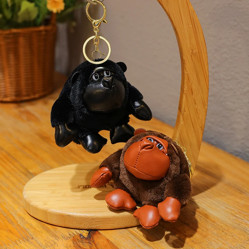 4 Inch Leather Chimp Keychain Bag Pendant Action Figure Car Bag Pendant Doll DIY Cute Pendant Ugly Plush