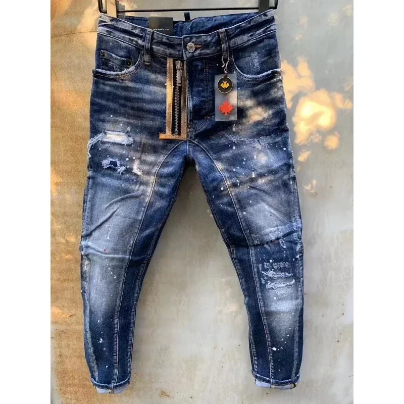 

Hot Special Quality 2025 Italy Brand Zipper Mens Moto Biker Jeans Men Denim ICON Jeans Trousers Patchwork Pants for Mens Clothes