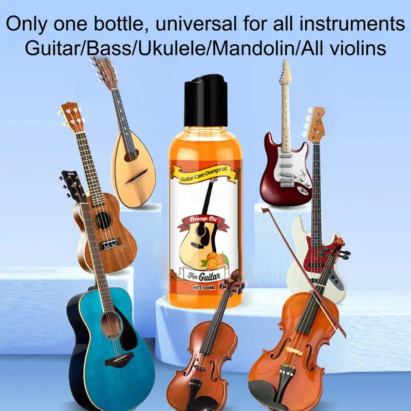 Fretboard Conditioner Guitar Polish Cleaner 120ml Polishing Oil Portable Guitar Care Orange Oil With Cleaning Cloth Guitar