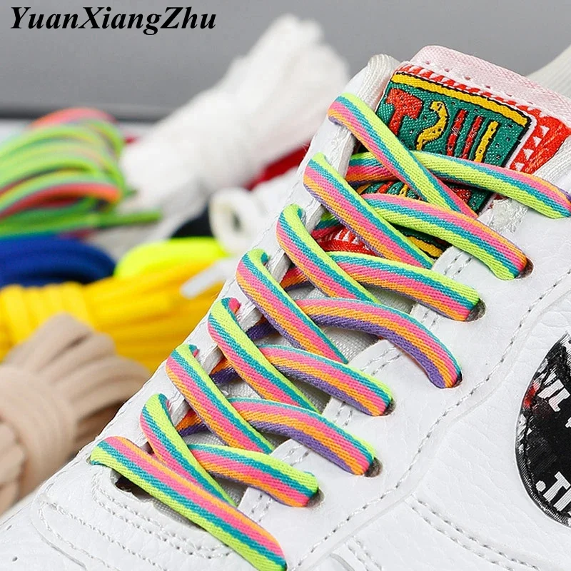 New Round Shoelaces Rainbow Solid Classic Boot Shoelace Casual Sports Boots shoes Lace Sneaker Shoe Laces Strings 14color