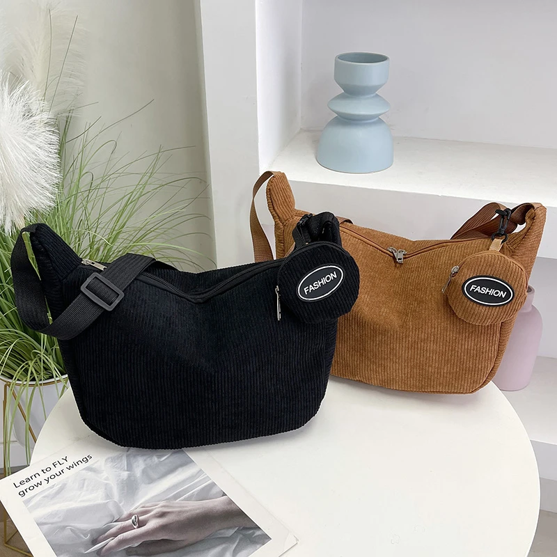 

Вельветовая сумка на плечо, минималистичная сумка через плечо, женские сумки, модная тканевая сумка для подмышек, однотонная женская сумка на молнии