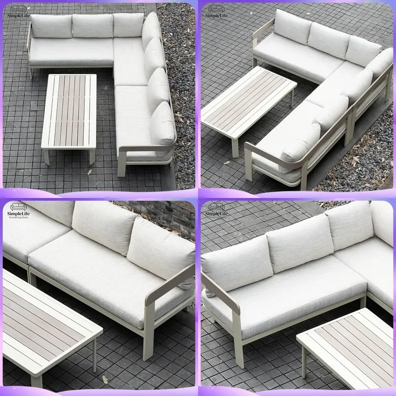 Outdoor Aluminum Alloy Sofa Set for Courtyard Garden Patio Villa Backyard Rain Sun Protection Leisure Living Room Coffee