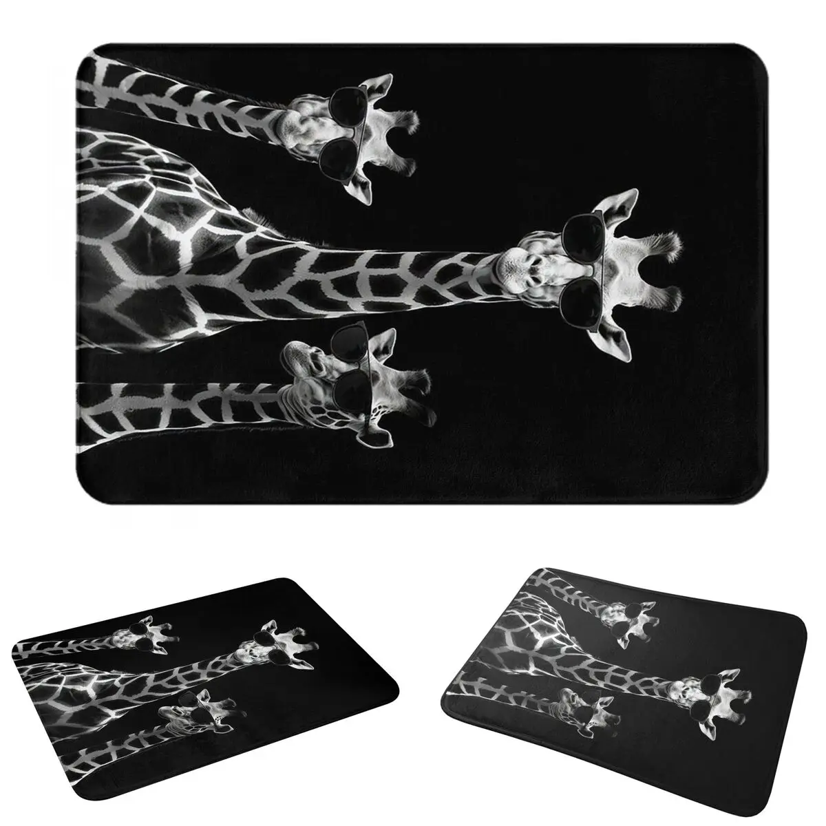 Giraffe With Glasses Doormat Water oil proof Carpet Rug Kitchen Entrance Home Floor Mat for Balcony Footpad Mats