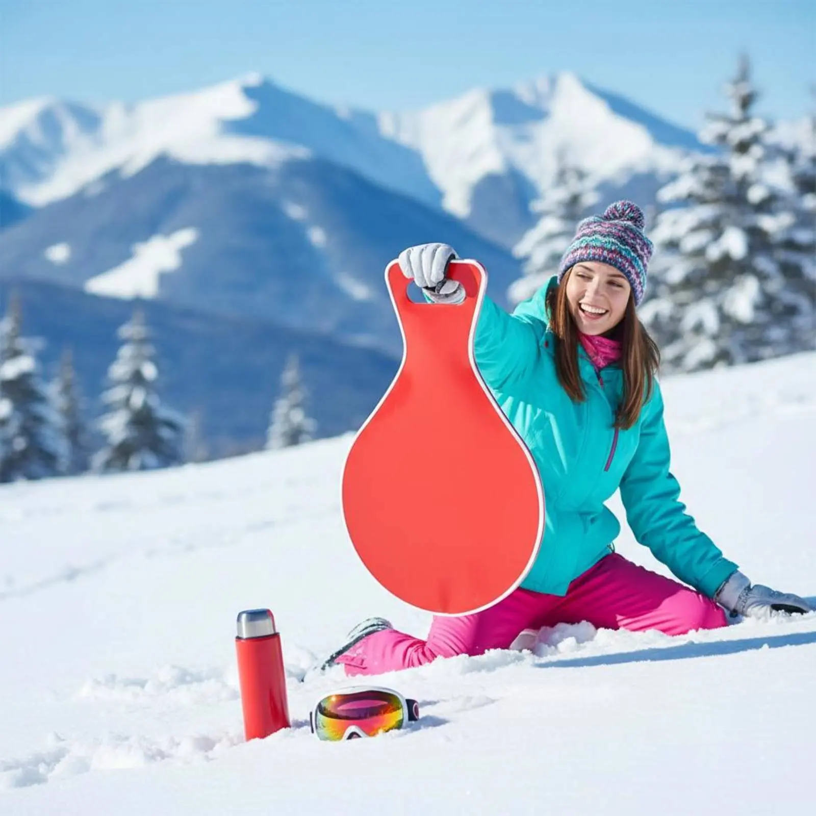 Foldable Winter Sled Long-Lasting Portable Sled with Handle PVC Winter Slider Wear-Resistant Winter Sports Gear Non-Skid Surface view 4