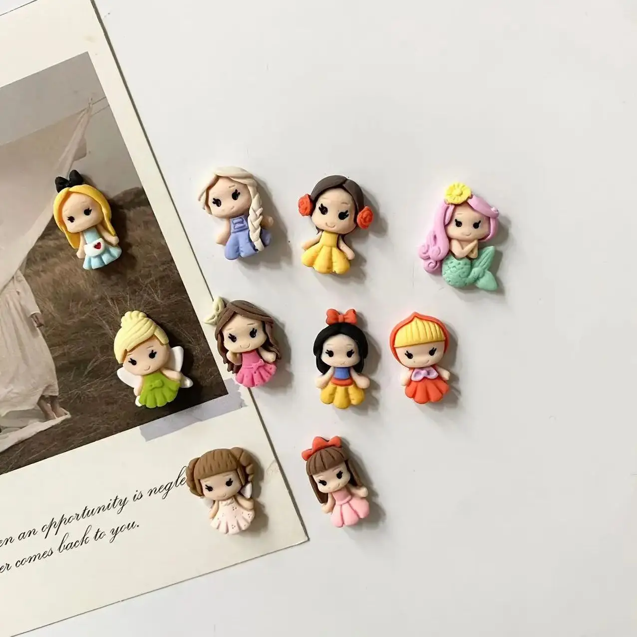10pcs Mini Princess Refrigerator Stickers Resin Magnet Photo Message Fixed Magnet Cute Magnet Decoration
