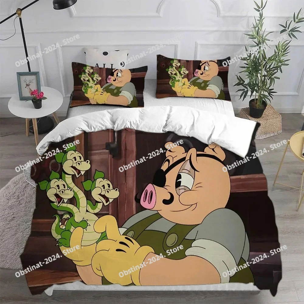 

3D Popular game C-Cuphead anime style Bedding Set Printed Duvet Cover Sheet Pillowcase Bed Soft Quilt Cover Full Queen King Size