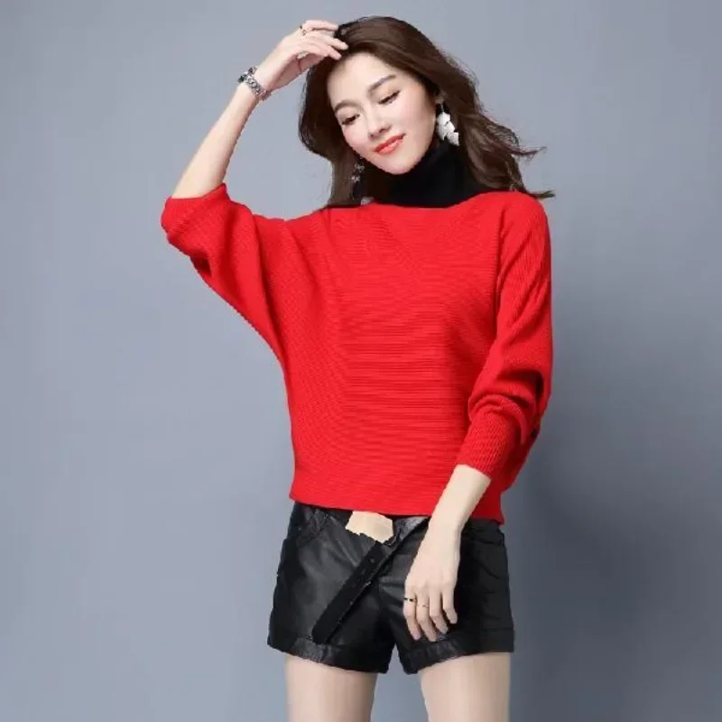 Basic Long Sleeve Attractive Female Pullover Autumn Winter 2024 Y2k Vintage Top Original Warm Elegant Knitted Sweaters for Women