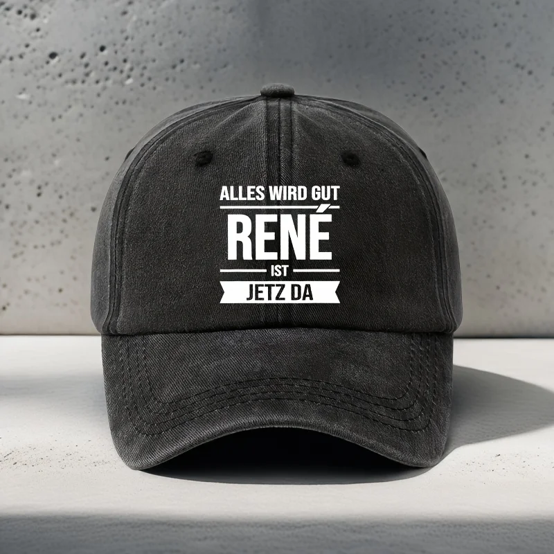 

Vintage Men's Baseball Cap with RENE Fashion Letter Print, Adjustable Size, Versatile for Outdoor Cycling, Fishing, and Daily We
